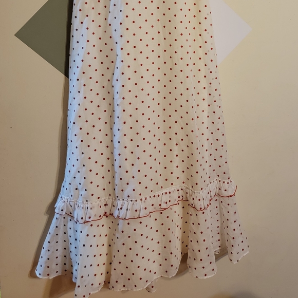Vintage | Red Polka Dot Ruffle Maxi Dress - Picture 2 of 11